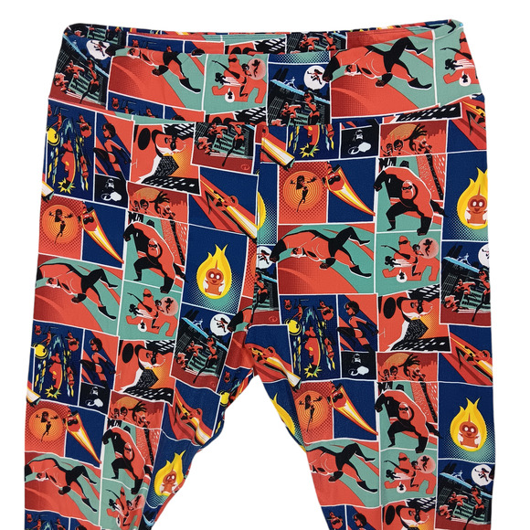 LulaRoe The Incredibles Leggings Orange and Blue Graphic Size TC2 - Picture 2 of 7
